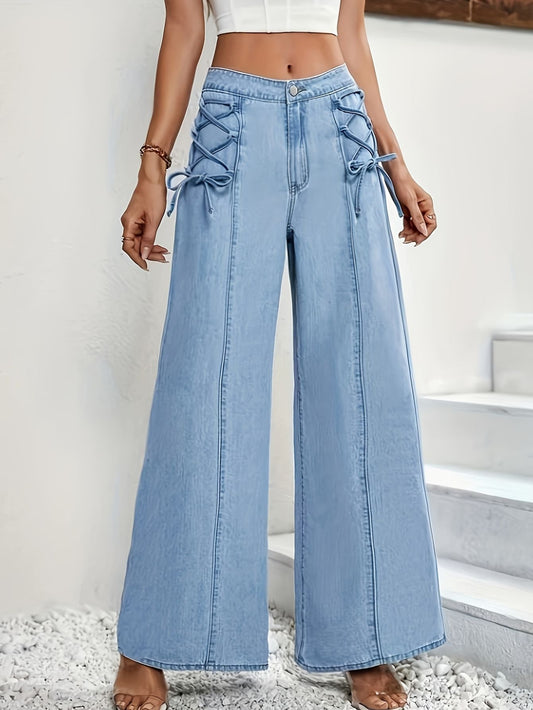Women’s High-Waist Wide-Leg Jeans with Tie Marry Lou