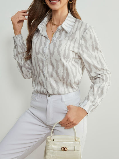 Women’s Geometric Print Long Sleeve Blouse Marry Lou