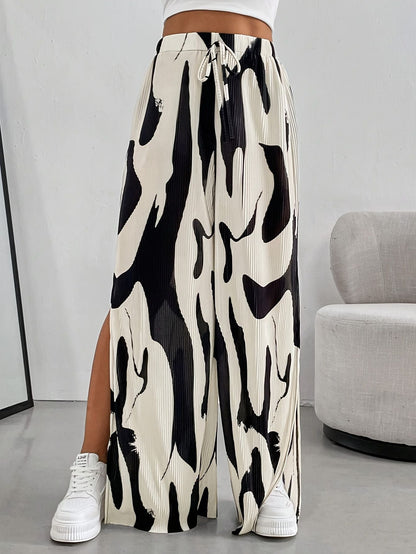 Women’s Wide-Leg Pants with Abstract Print Marry Lou