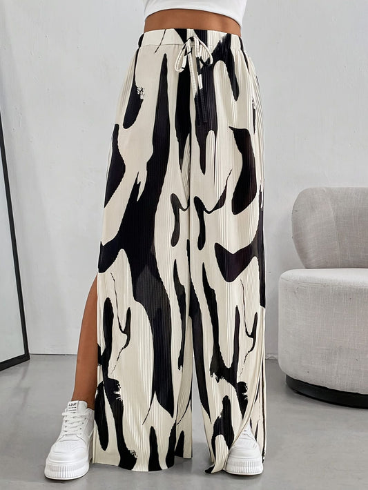 Women’s Wide-Leg Pants with Abstract Print Marry Lou