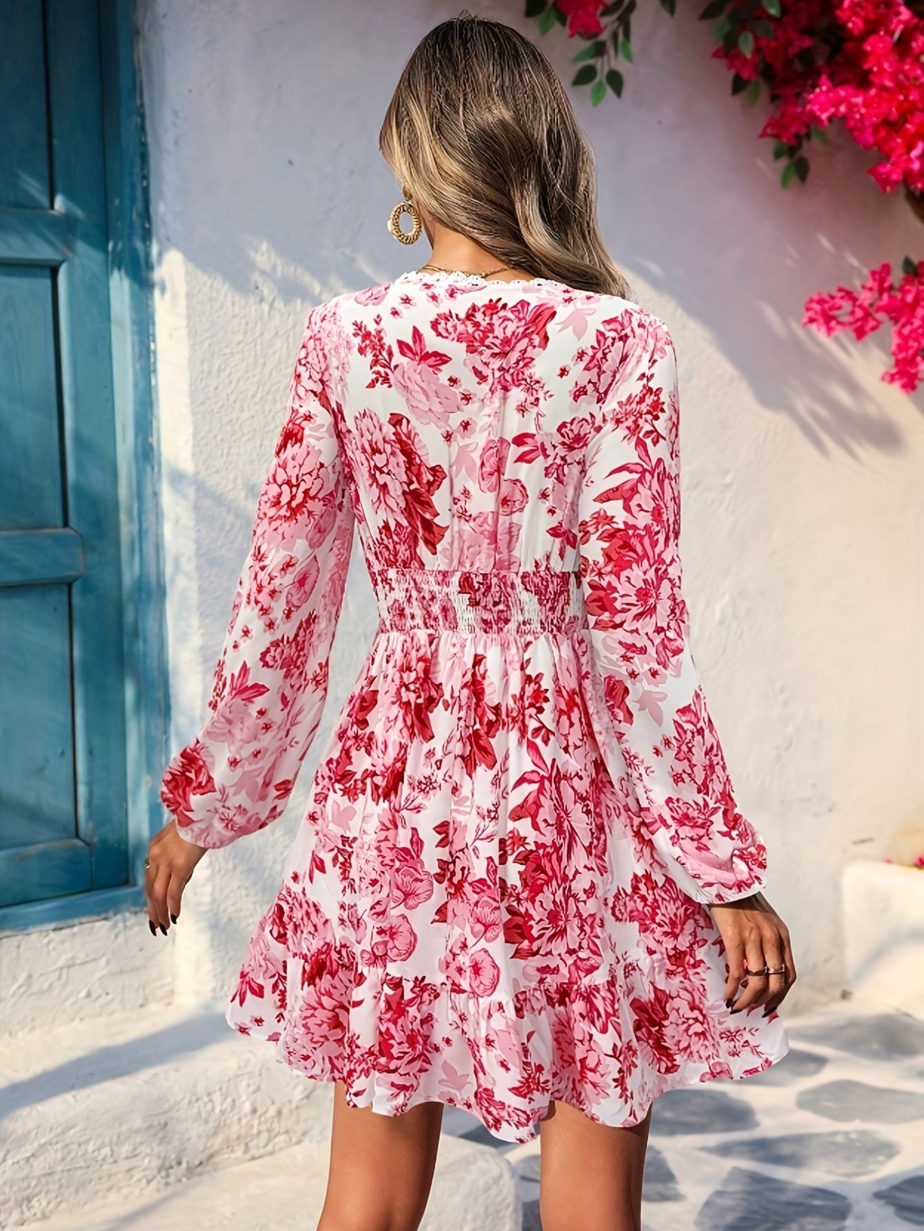 Women’s Floral V-Neck Mini Dress Marry Lou