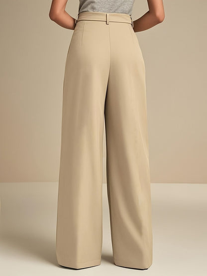 Women’s Elegant Beige Wide-Leg Pants Marry Lou