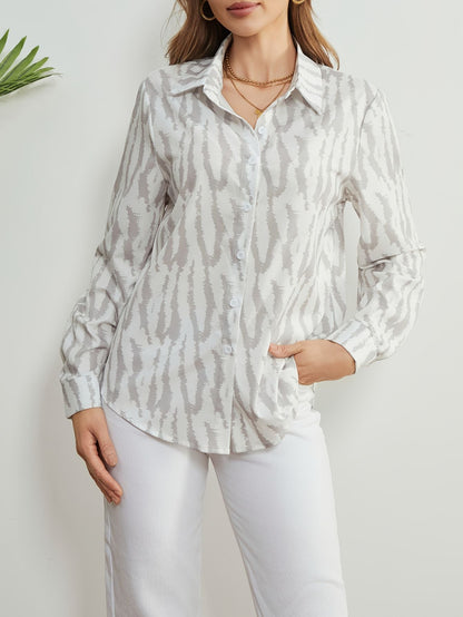 Women’s Geometric Print Long Sleeve Blouse Marry Lou