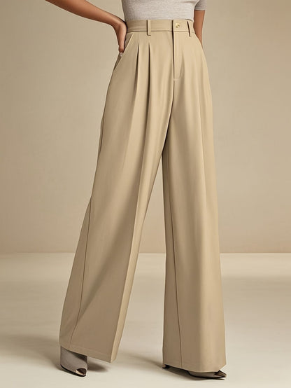 Women’s Elegant Beige Wide-Leg Pants Marry Lou