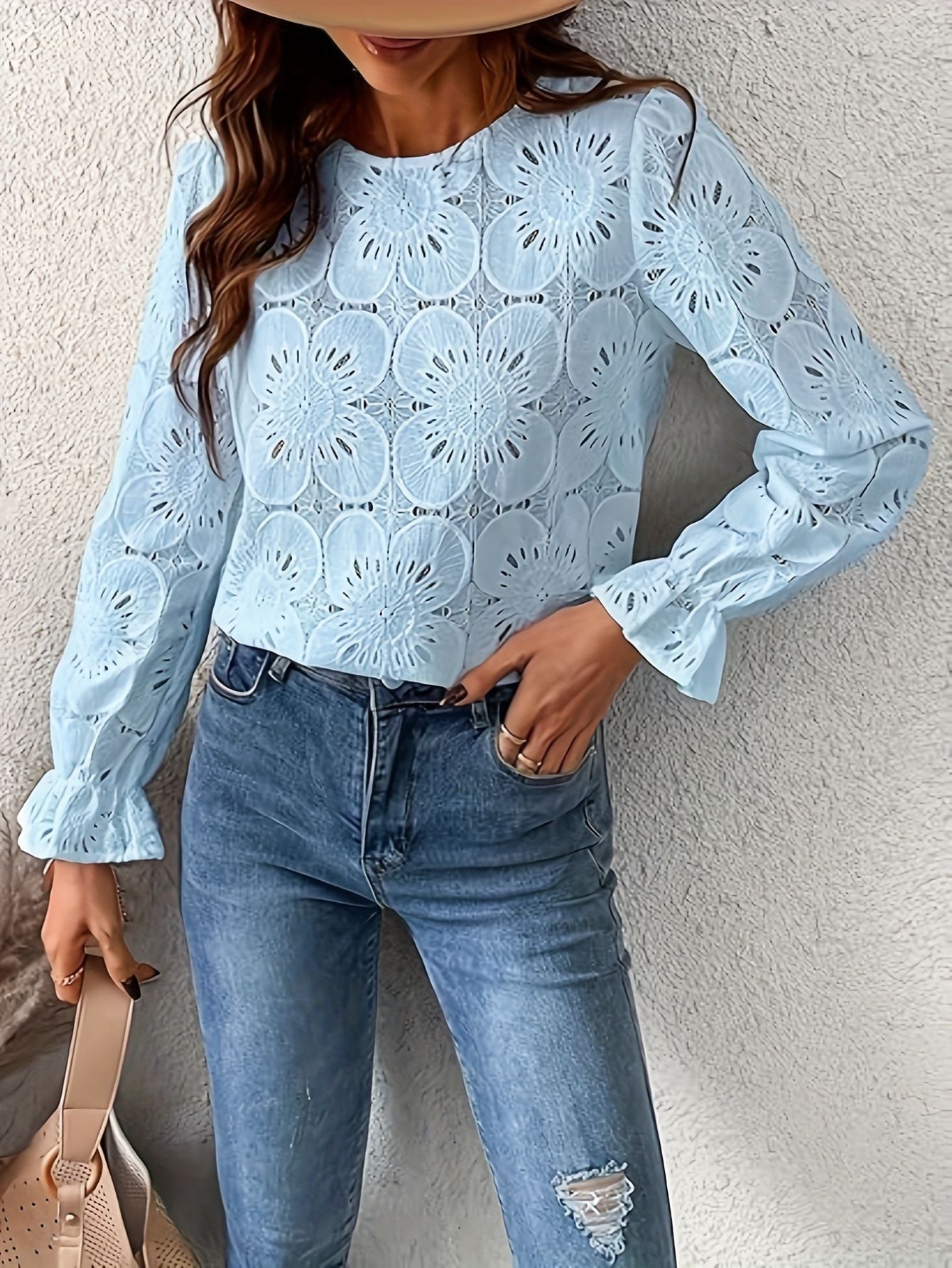 Women’s Lace Long Sleeve Floral Blouse Marry Lou