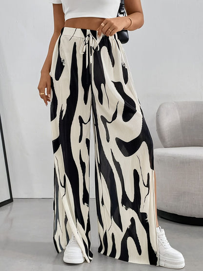 Women’s Wide-Leg Pants with Abstract Print Marry Lou