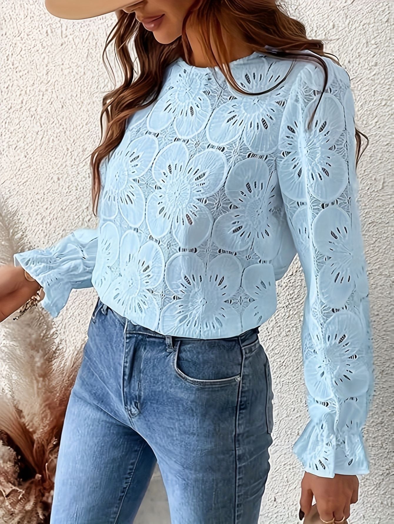 Women’s Lace Long Sleeve Floral Blouse Marry Lou
