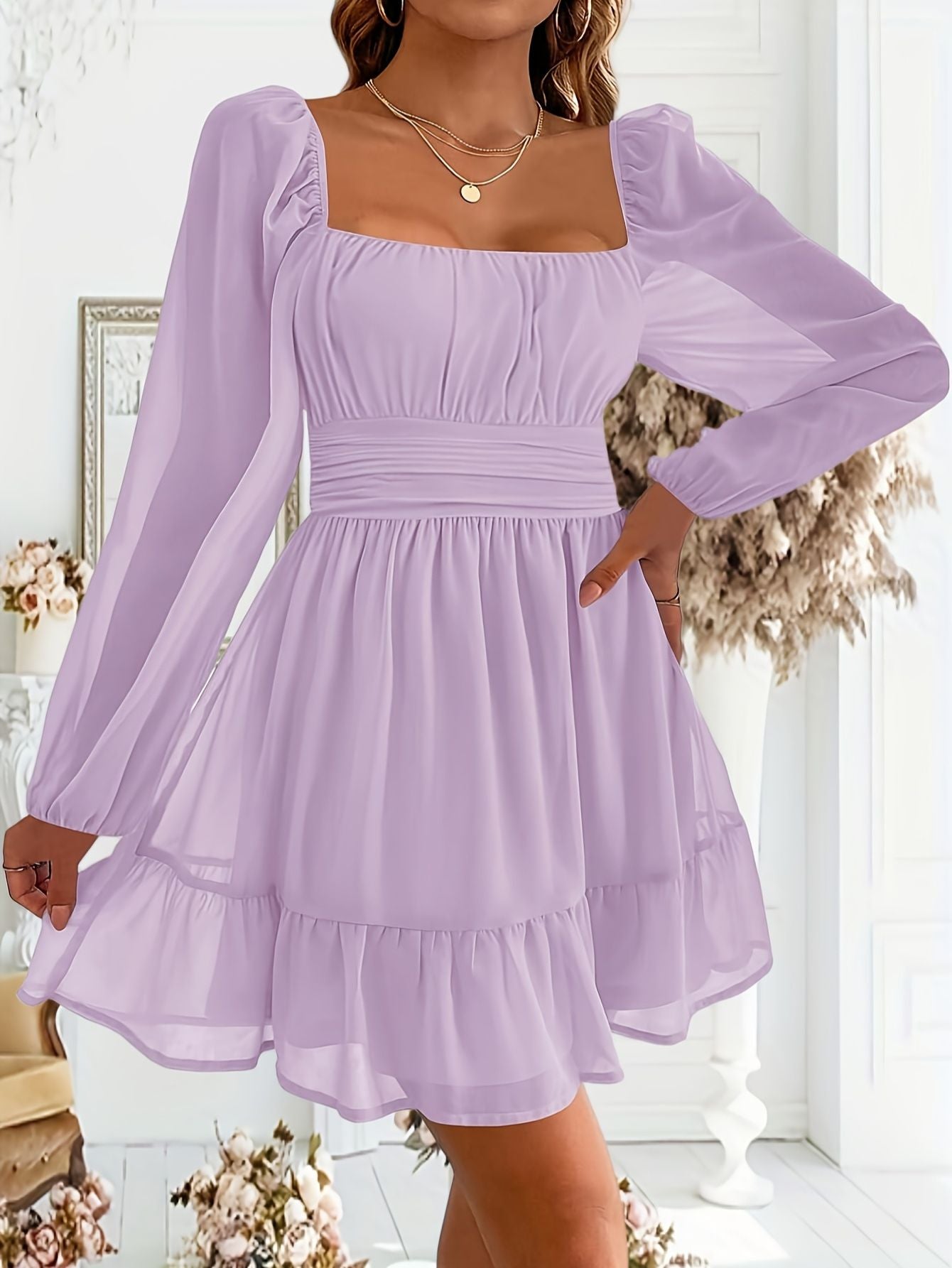 Women’s Mesh Mini Dress with Ruffles Marry Lou