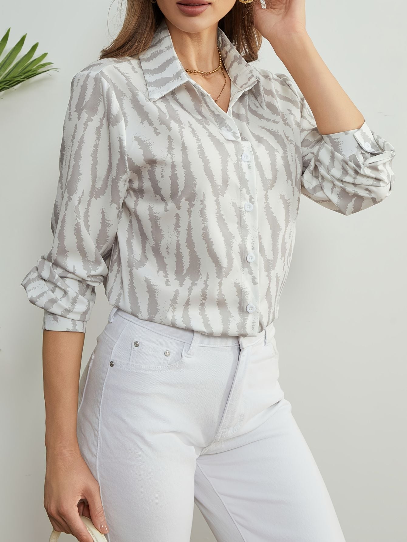 Women’s Geometric Print Long Sleeve Blouse Marry Lou