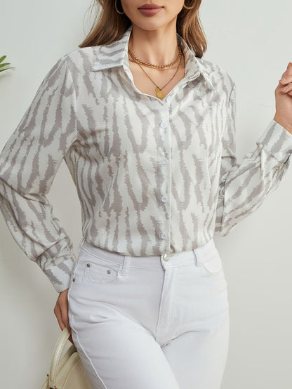 Women’s Geometric Print Long Sleeve Blouse Marry Lou