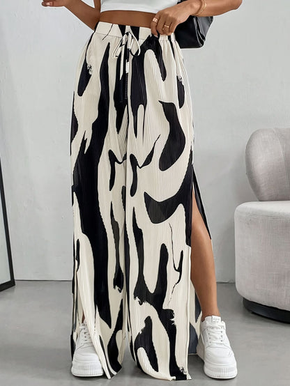 Women’s Wide-Leg Pants with Abstract Print Marry Lou