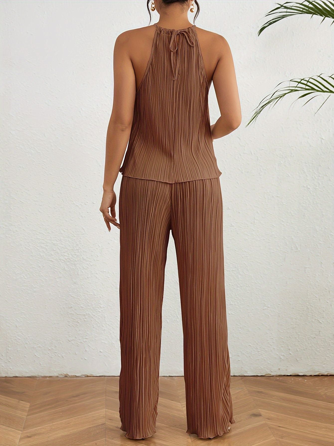 Women’s Pleated Sleeveless Top and Pants Set Marry Lou